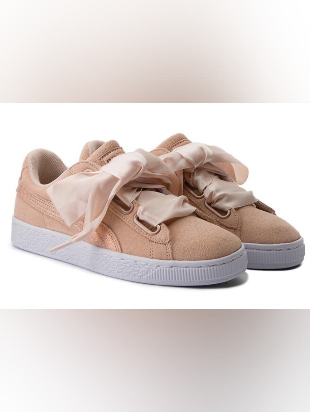 Puma SUEDE Bow Sneakers - Pale Pink and White